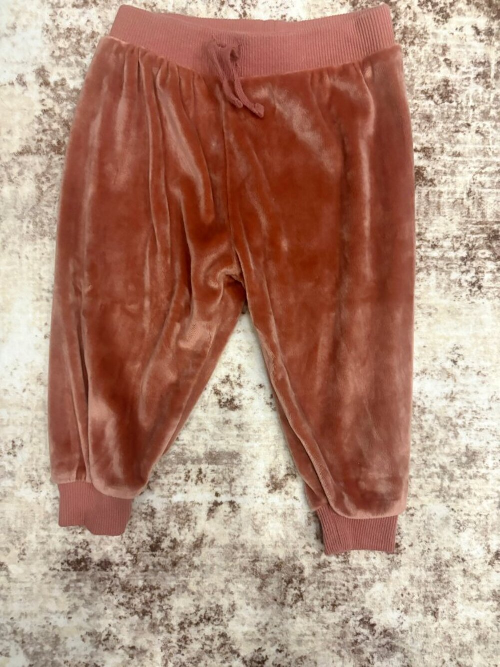 Liam & James Baby Rose Dust Velour Jogger Pants (Size 6-9M)